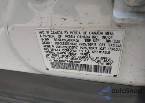 2004 Acura Mdx from USA, damaged, VIN 2HNYD186X4H546371